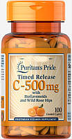 Vitamin C-500 mg with Bioflavonoids & Rose hips Timed Release Puritan's Pride, 100 таблеток