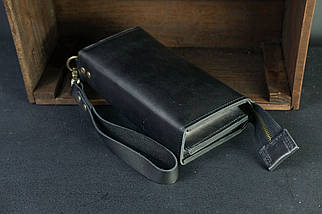 Чоловічий гаманець Тревел з ремінцем з натуральної шкіри колір Чорний, фото 2