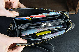 Чоловічий гаманець Тревел з ремінцем з натуральної шкіри колір Чорний, фото 4