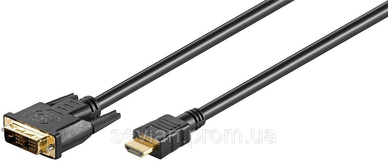 Кабель монітора-адаптер HDMI-DVI M/M 10.0m Goobay (75.03.3892) 18+1 D=7.0mm Moulded Gold