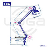 Настільна лампа на струбцині висока з вимикачем на плафоні, Е27, "Антрацит" LOGA, фото 2