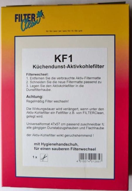 Фильтр для вытяжек (сменный) угольный KF1, 1 шт/уп. Германия - фото 2 - id-p2802332