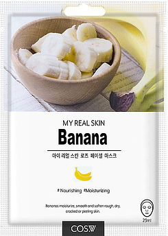 COS.W Тканинна маска для обличчя з банановим екстрактом My Real Skin Banana Facial Mask