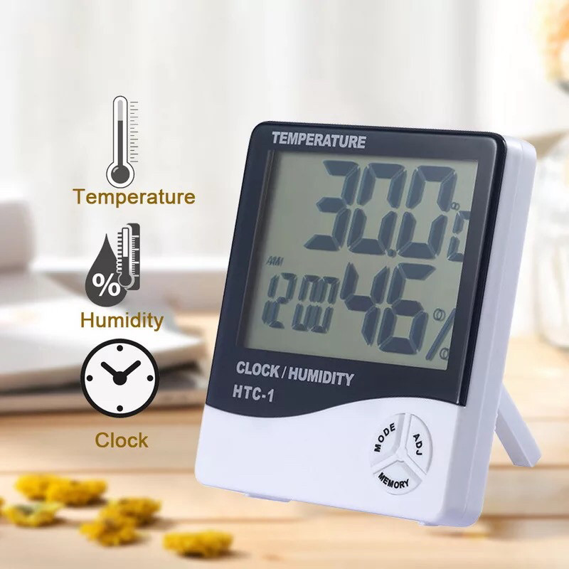 Гігрометр — термометр — годинник (3 в 1), білий