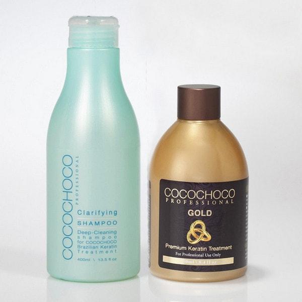 Набір для кератинового випрямлення волосся Cocochoco Gold 400 мл шампунь + 250 мл кератин (заводські)