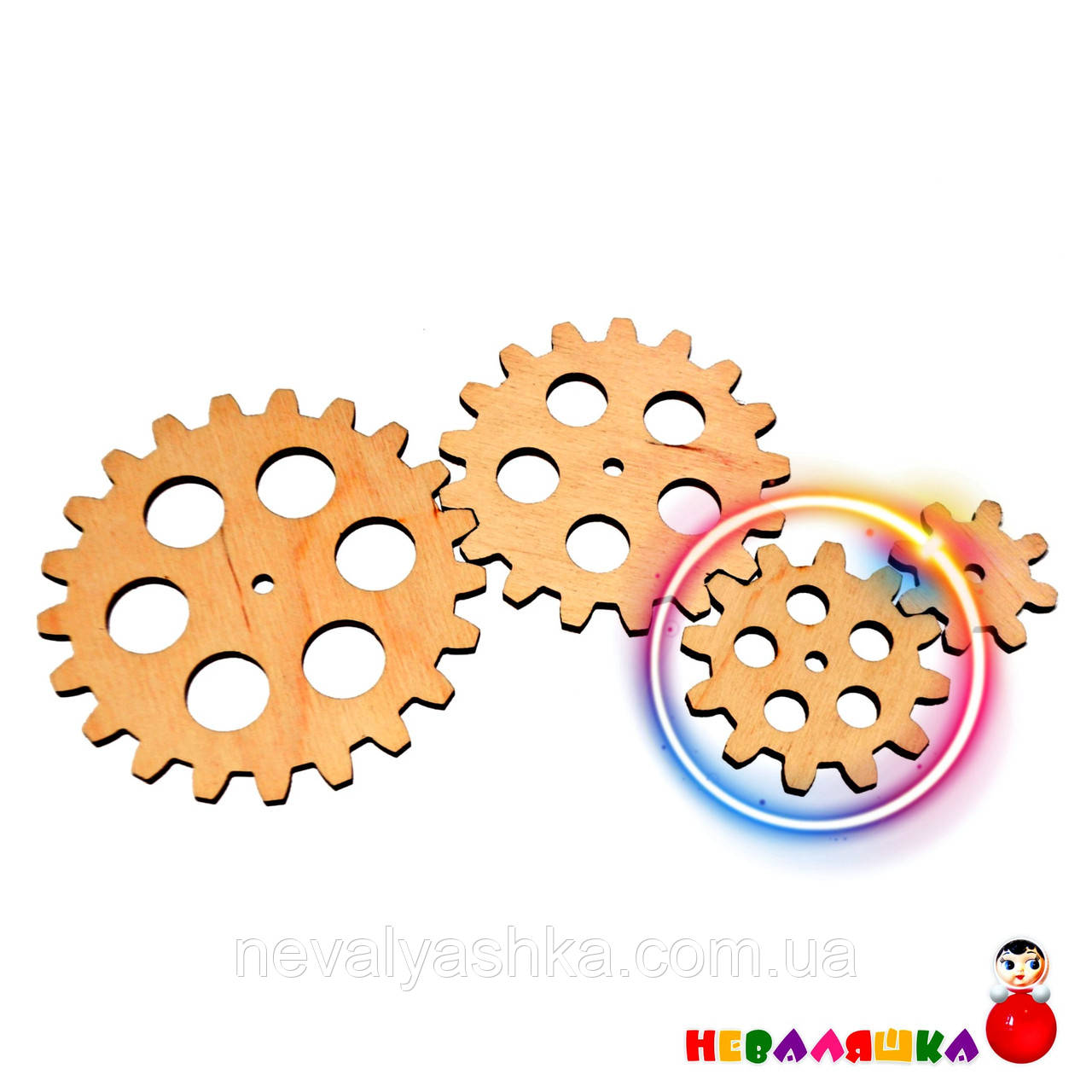 1 шт Дерев'яна Шестерінка 55 мм Заготовка для Бізіборду Шестерня з Фанери 5,5 см (Без Саморіза), фото 1