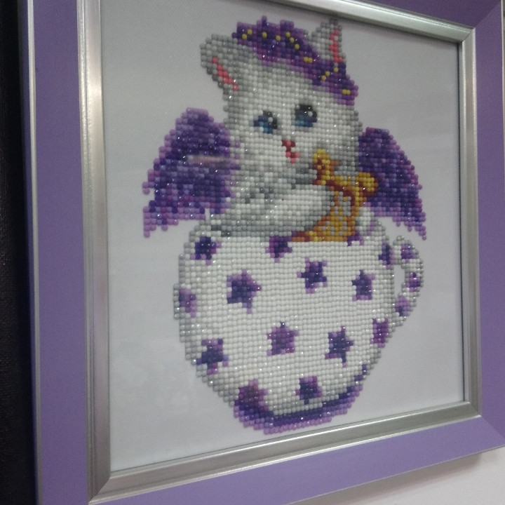 Картина Алмазная вышивка "Кошка в чашке" круглые камни - фото 1 - id-p652844264