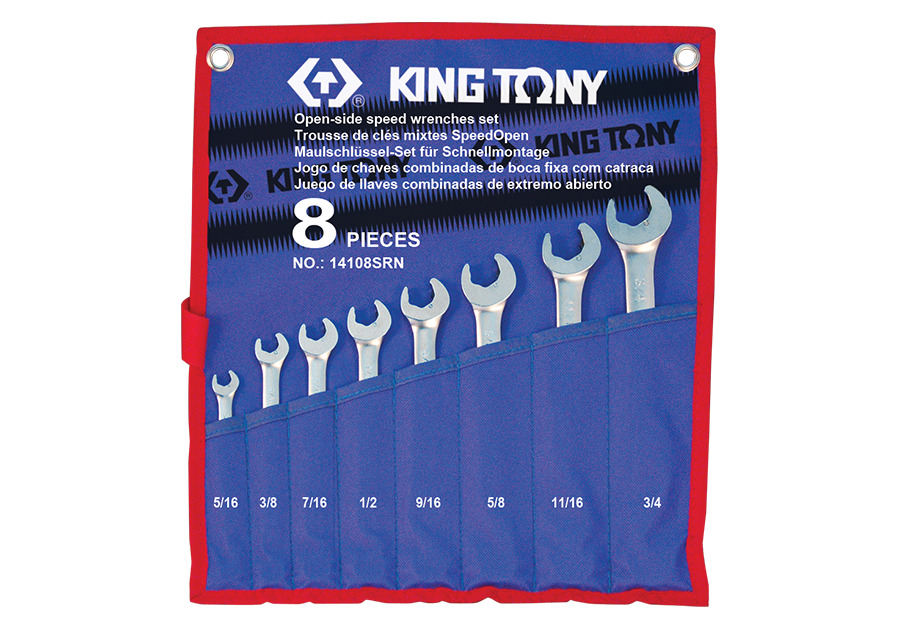 Набір ключів дюймових (5/16"~3/4") 8 предметів King Tony 14108SRN (Тайвань)