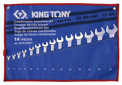 Набір ключів дюймових 14 шт 3/8"~1-1/4" (TETORON) King Tony 1214SRN01 (Тайвань), фото 1