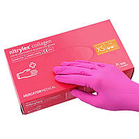 Перчатки медицинские защитные нитриловые розовые Nitrylex S