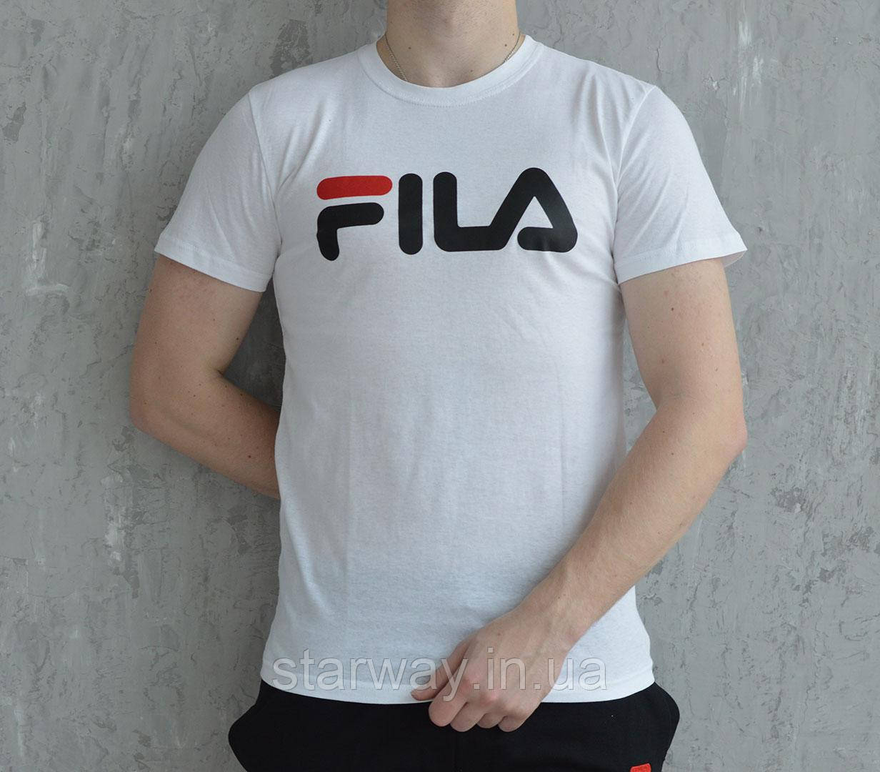 Стильна біла футболка принт fila