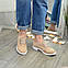 Туфлі жіночі замшеві на шнурівці, низький хід. Колір пудра, фото 4