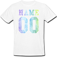 Мужская именная футболка - Multicolor (принт спереди) [Цифры, имена/фамилии можно менять] (50-100% предоплата)