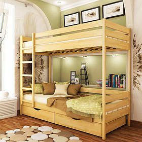 Дерев'яне двоярусне ліжко Дует Естела з бука. Двоповерхове підліткове ліжко