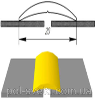 Алюмінієвий підлоговий поріг шириною 20 мм, АП-001 (золото, срібло)