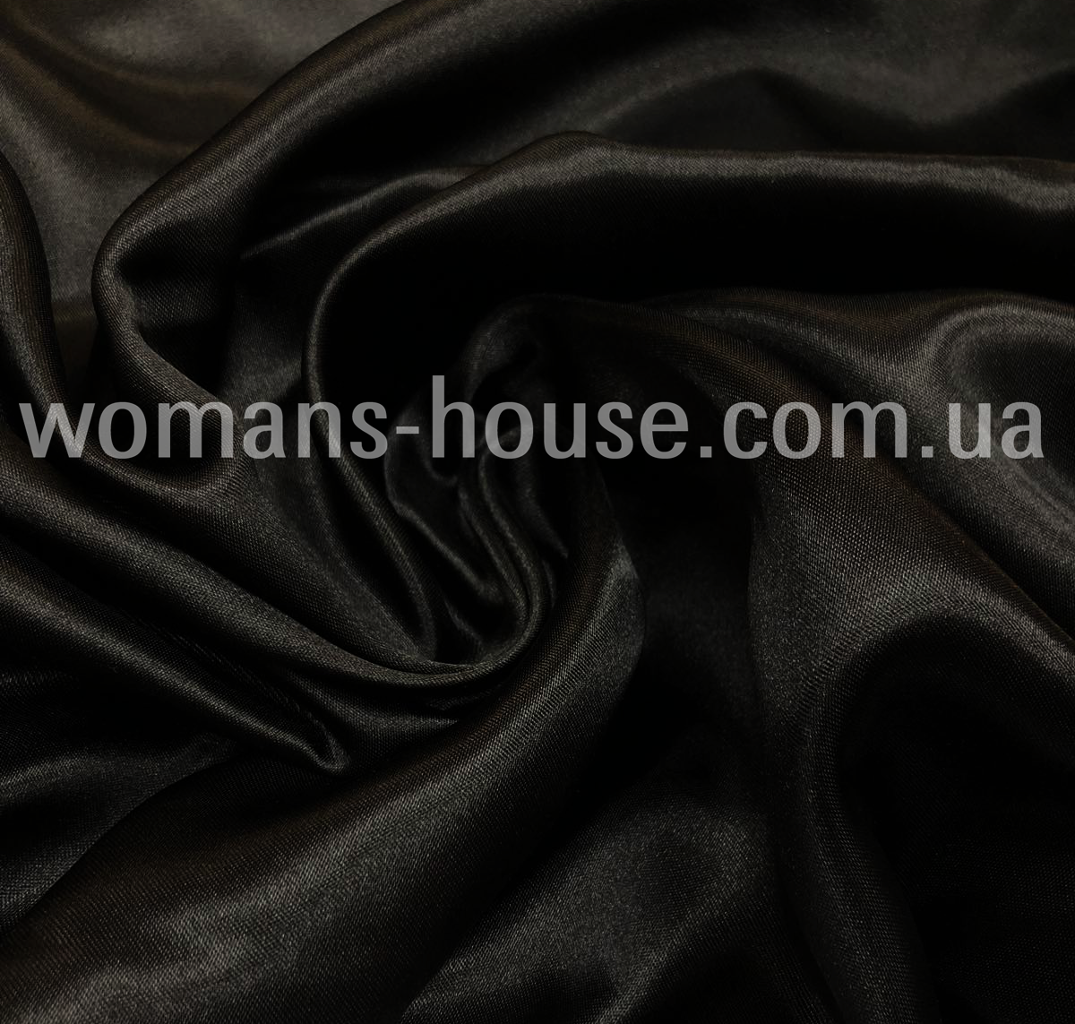 Тканина атлас звичайний Чорний, фото 1