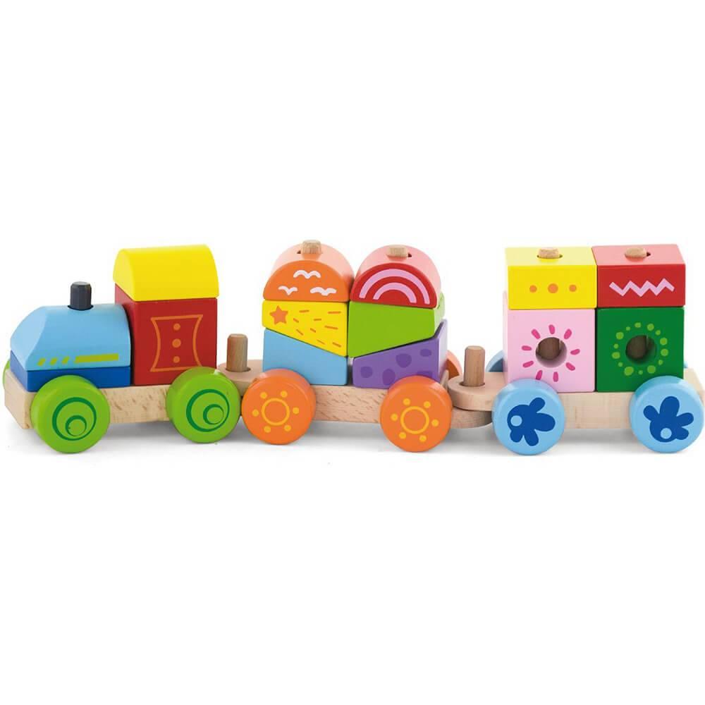 Дерев'яний поїзд-пірамідка Яскраві кубики Viga Toys 50534