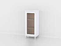 Комод со стеклянной дверью из ДСП, МДФ Белый