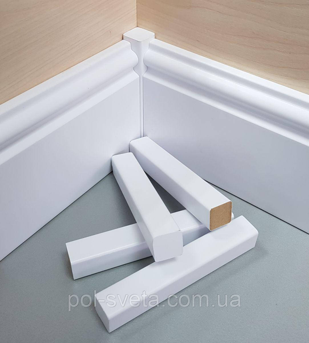 Комплект брусків до плінтуса Супер Профіль Білий 115х18х18мм 6 шт Сполучний брусок Бруски для плінтуса