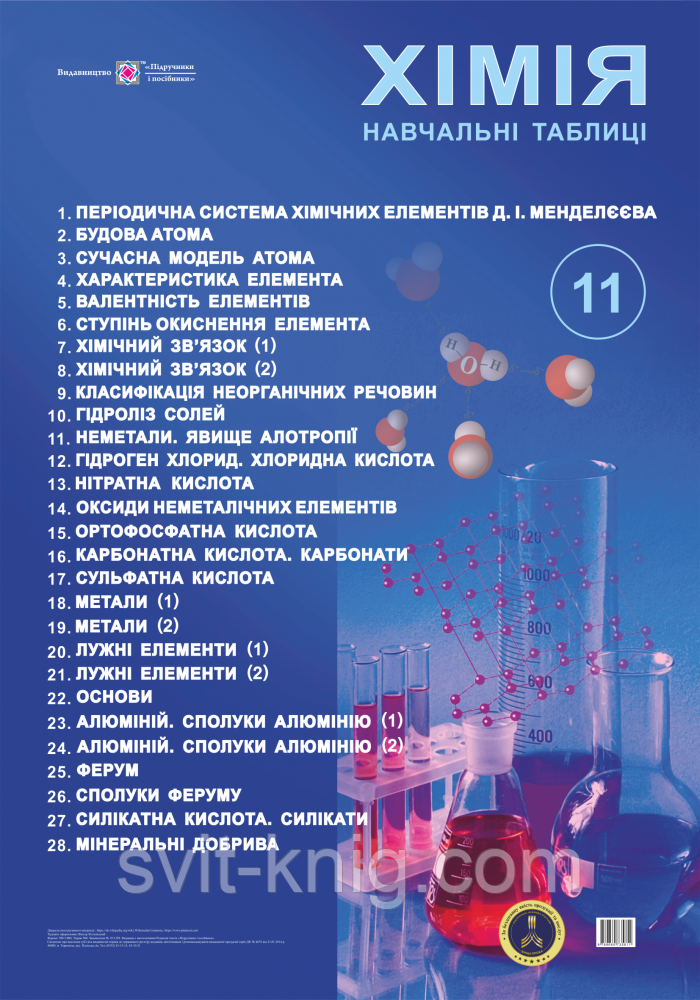 Навчальні таблиці з хімії. 11 клас. Нова програма!, фото 1