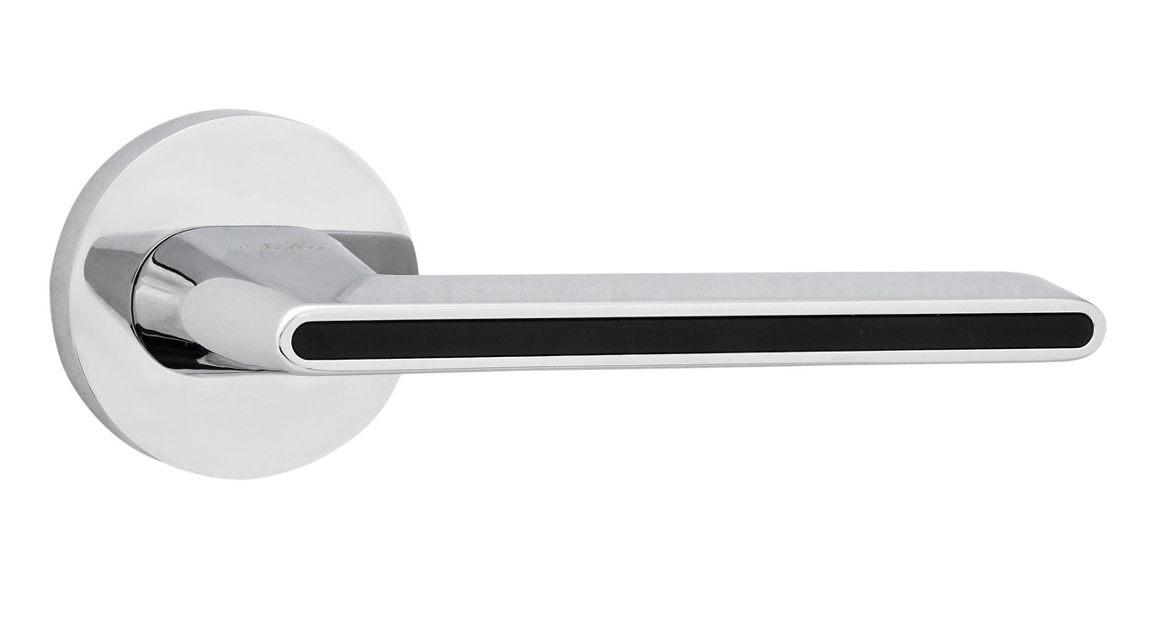Дверна ручка на розетці SIBA Line, хром полірований з чорної вставкою