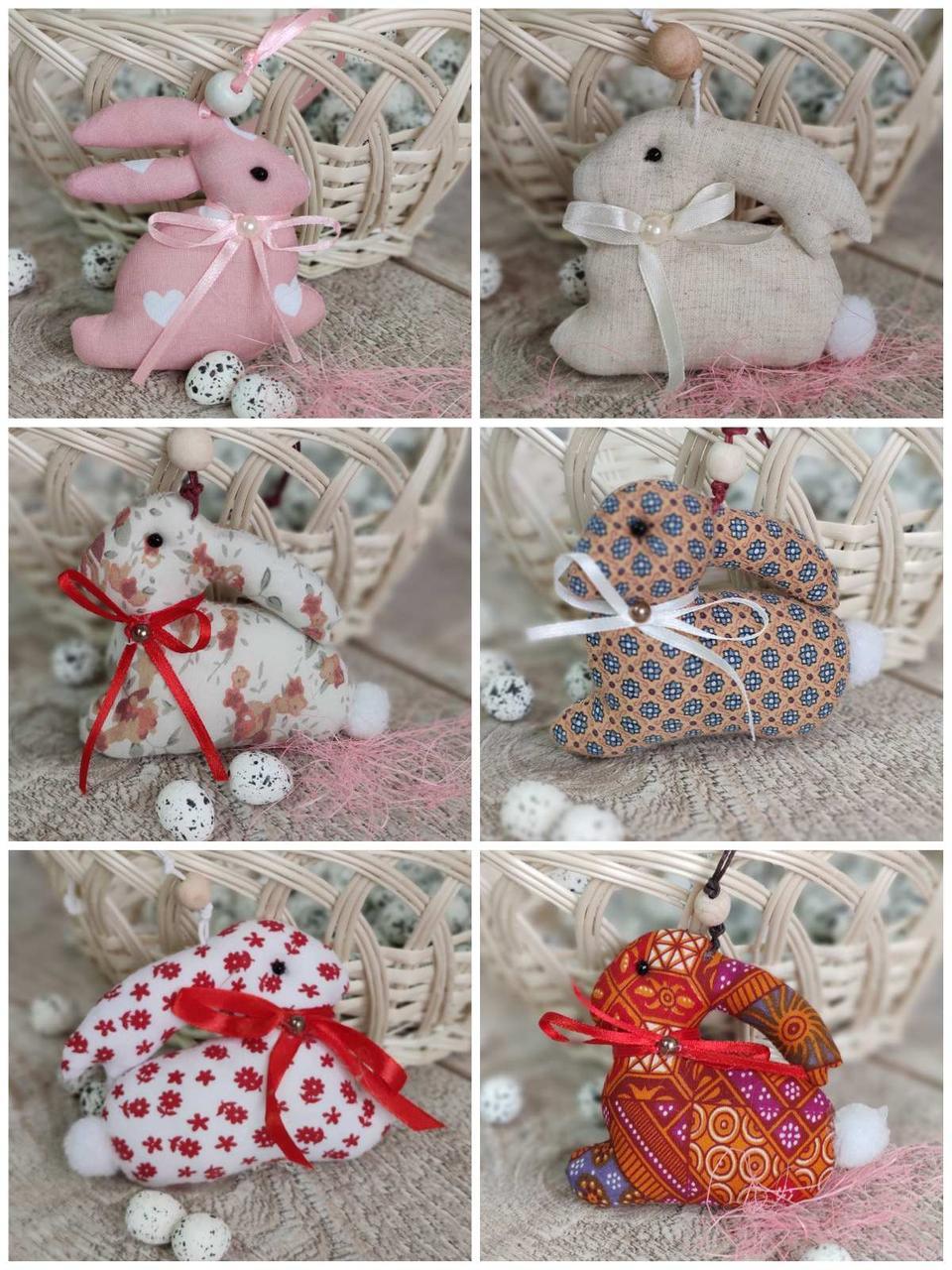 Кролик для великоднього декору 9х9см, шита іграшка кролик, символ року 2023, фото 1