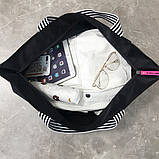 Сумка жіноча дорожня спортивна для фітнесу в стилі Victoria's Secret (чорна з рожевим), фото 9