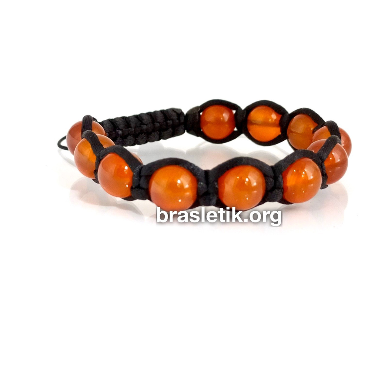 Браслет з натурального каменю Сердолик світлий shamballa