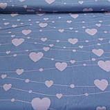 Тканина з рожевими сердечками на сіро-блакитній, ширина 145 см, фото 2