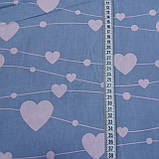 Тканина з рожевими сердечками на сіро-блакитній, ширина 145 см, фото 3