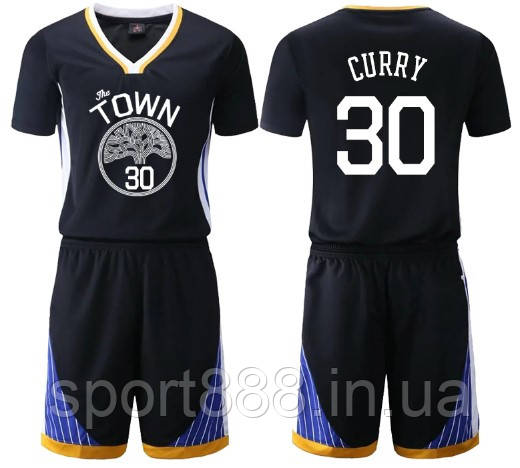 Баскетбольна форма чорна Каррі 30 Голден Стейт Town футболка шорти Curry Golden State Warriors