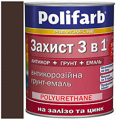 Ґрунт-емаль Захист 3в1 коричнево-шоколадна (RAL 8017) 0,9 кг, Polifarb