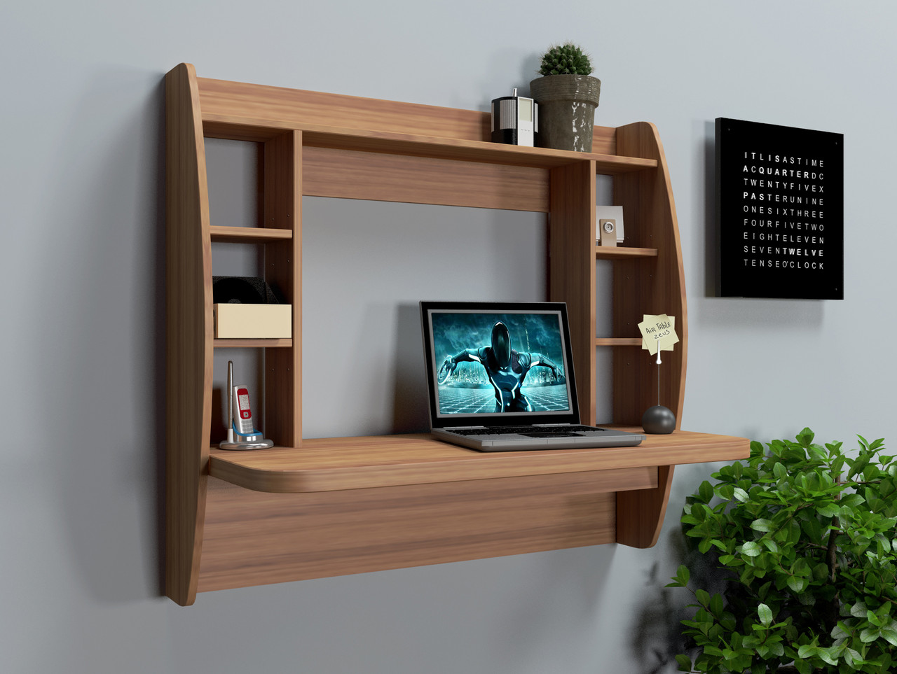 Навесной компьютерный стол Comfy-Home AirTable-I LB (орех), цена 4500 ...
