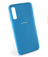 Чехол для Samsung A70, A705 накладка бампер противоударный Silicone Cover original голубой