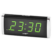 Настольные электронный LED-часы, будильник, с зеленой подсветкой VST-730