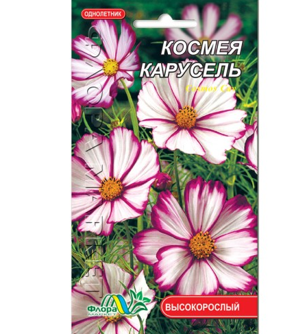 Насіння Космея Карусель біло-рожевий однорічник високорослий 0.3 г, фото 1