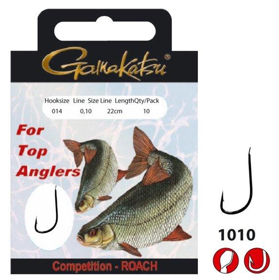 Гачок з повідцем Gamakatsu BKS-1010R Roachn 22cm Competition Range Red 016 sizes 10шт. 010mm 140204