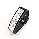 Шкіряний чорний браслет із гравіюванням металу, фото 2