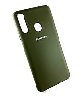 Чехол накладка для Samsung A20s, A207 противоударный бампер Silicone Cover оливковый