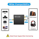 Аудіо конвертер декодер звуку з цифрового оптичного в аналоговий 2.0 RCA тюльпани стерео перехідник 3.5 джек ( перетворювач, фото 7