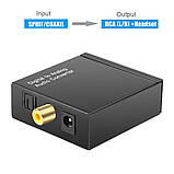 Аудіо конвертер декодер звуку з цифрового оптичного в аналоговий 2.0 RCA тюльпани стерео перехідник 3.5 джек ( перетворювач, фото 8