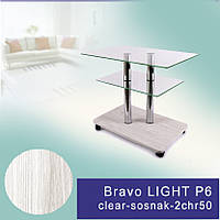 Скляні журнальні столики прямокутні Commus Bravo Light P6 clear-sosnak-2chr50