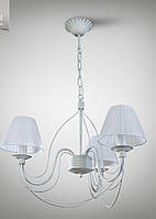 Белая люстра 3 ламповая для спальни, зала, небольшой комнаты с абажурами 18333-4 серии "Элисон"