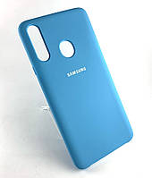 Чехол накладка для Samsung A20s, A207 противоударный бампер Silicone Cover голубой