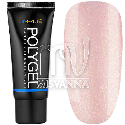 Полигель Shimmer Acryl Gel Lilly Beaute 30 р, №06 персиковий з золотим шиммером, фото 2