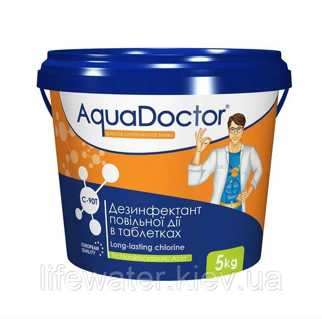 Дезінфектант на основі хлору тривалої дії таб. 200 грам AquaDoctor C-90T (5кг), фото 1