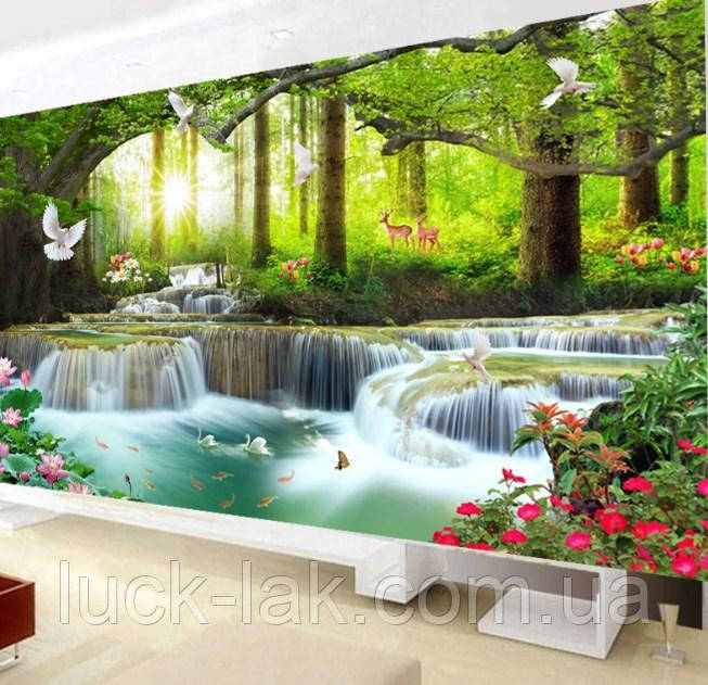 Алмазна вишивка "Райський водоспад", круглі стрази, повна викладка 100*50
