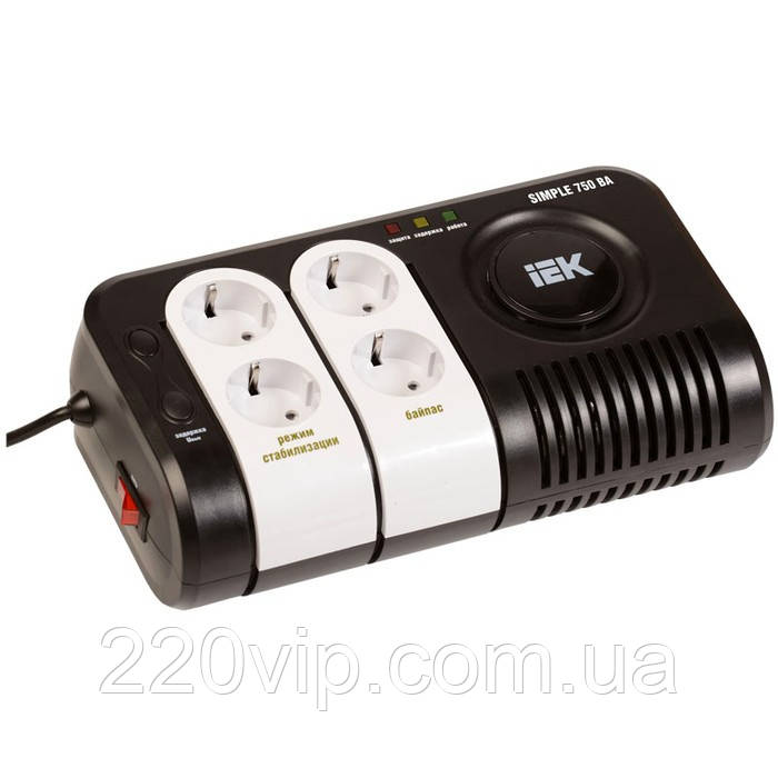 Стабілізатор напруги Simple 0,75 кВА ІЕК, IVS25-1-00750 ІЕК, релейний, IEK нормалізатор