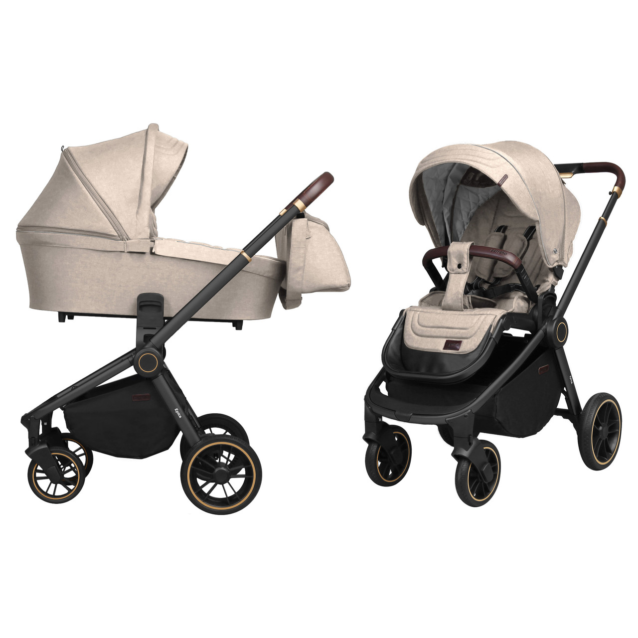 Коляска универсальная CARRELLO Epica CRL-8510/1 (2in1) Almond Beige +дождевик ОТ РОЖДЕНИЯ - фото 1 - id-p1130602417