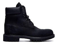 Зимові черевики на хутрі Timberland 6 inch "Black Boots" - "Чорні" (Копія ААА+)